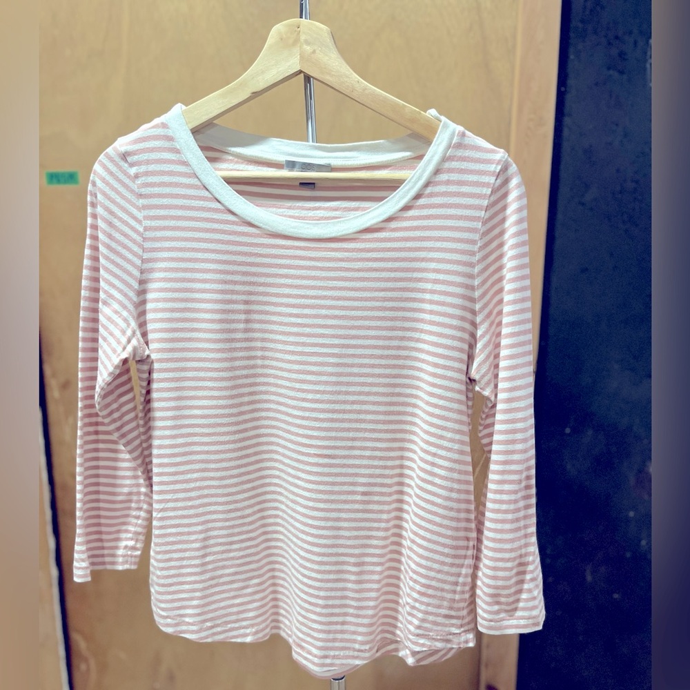 COS pink and white stripped shirt